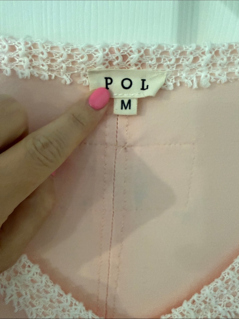 POL Pink Mixed-Media V-Neck Tunic with Floral Sleeve - Picture 2 of 5